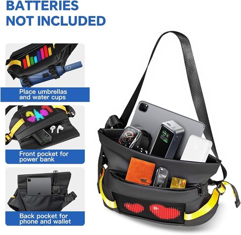 LED Sling Bag - Smart LED Pixel Art Crossbody Bag Customizable Animated Display Waterproof Fashion USB 5V Chest Bag/Waist Bag for Travel in Saudi Arabia