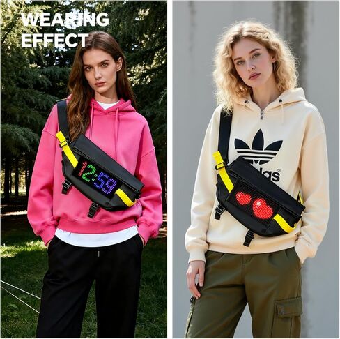 LED Sling Bag - Smart LED Pixel Art Crossbody Bag Customizable Animated Display Waterproof Fashion USB 5V Chest Bag/Waist Bag for Travel in Saudi Arabia
