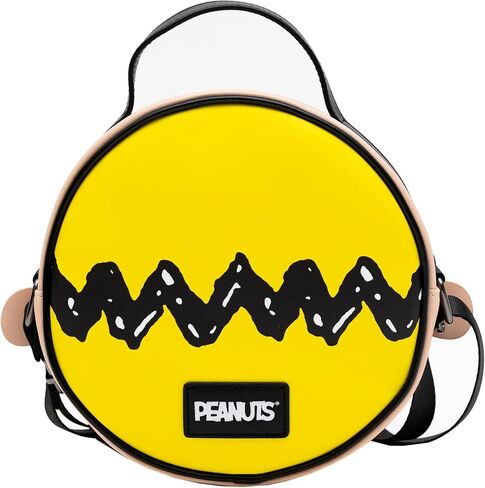 Peanuts Vegan Leather Round Crossbody Bag with Adjustable Straps, Charlie Brown Smiling Face Character Close Up in Saudi Arabia