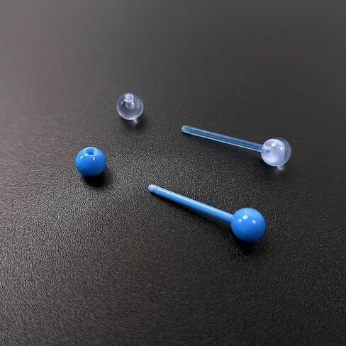 48Pcs 14G Glow in Dark Acrylic Tongue Barbells Flexible Plastic Straight Tongue Piercing Jewelry for Women Candy Color Tongue Rings 16mm Bar in Kuwait