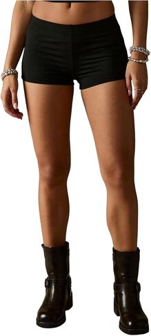 Women's Low Rise Booty Shorts Elastic Waist Skinny Y2K Mini Shorts Hot Pants Streetwear in Saudi Arabia