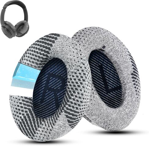 Cooling-Gel QuietComfort 35 / QC35 ii Fabric Replacement Ear Pads for Bose Headphones Cusion, Compatible with Bose QC25 QC2 QC15/ Around-Ear 2 AE2i AE2w/ SoundTrue & SoundLink Series, Blue and Black in Saudi Arabia
