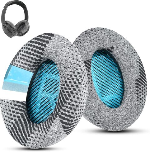 Cooling-Gel QuietComfort 35 / QC35 ii Fabric Replacement Ear Pads for Bose Headphones Cusion, Compatible with Bose QC25 QC2 QC15/ Around-Ear 2 AE2i AE2w/ SoundTrue & SoundLink Series, Blue and Black in Saudi Arabia