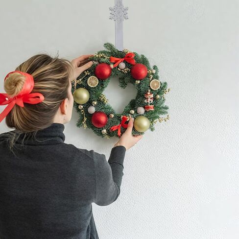 2Pcs Wreath Hangers for Front Door Snowflake and Star Silver Wreath Door Hanger 15 Inch Metal Holiday Garland Hanger Holder Hook for Christmas Decorations Welcome Sign in Saudi Arabia