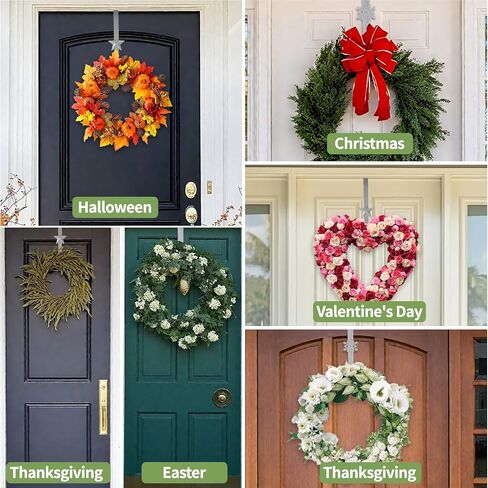 2Pcs Wreath Hangers for Front Door Snowflake and Star Silver Wreath Door Hanger 15 Inch Metal Holiday Garland Hanger Holder Hook for Christmas Decorations Welcome Sign in Saudi Arabia