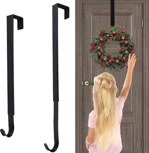 2Pcs Wreath Hangers for Front Door Snowflake and Star Silver Wreath Door Hanger 15 Inch Metal Holiday Garland Hanger Holder Hook for Christmas Decorations Welcome Sign in Saudi Arabia