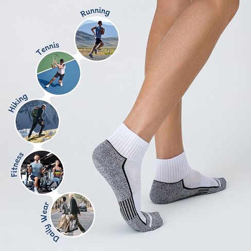 Ankle Socks for Men with Cushion 5 Pack Men's Athletic Cushioned Running Cotton Sports Quarter Socks in Kuwait
