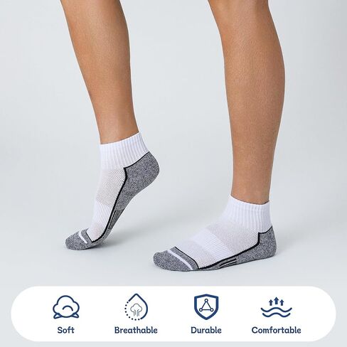 Ankle Socks for Men with Cushion 5 Pack Men's Athletic Cushioned Running Cotton Sports Quarter Socks in Kuwait