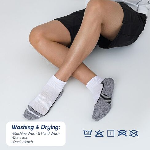 Ankle Socks for Men with Cushion 5 Pack Men's Athletic Cushioned Running Cotton Sports Quarter Socks in Kuwait
