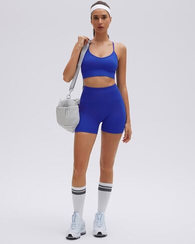 SUUKSESS Women Seamless 2 Piece Workout Sets Criss Cross Sports Bra High Waist Booty Shorts in Saudi Arabia