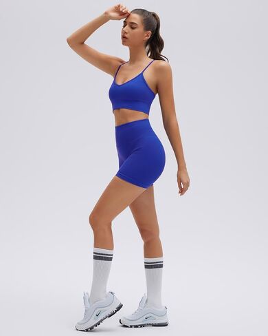 SUUKSESS Women Seamless 2 Piece Workout Sets Criss Cross Sports Bra High Waist Booty Shorts in Saudi Arabia