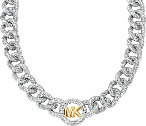 Michael Kors Women's Silver Pavé Logo Chain Necklace (Model: MKJ8574931) in Saudi Arabia