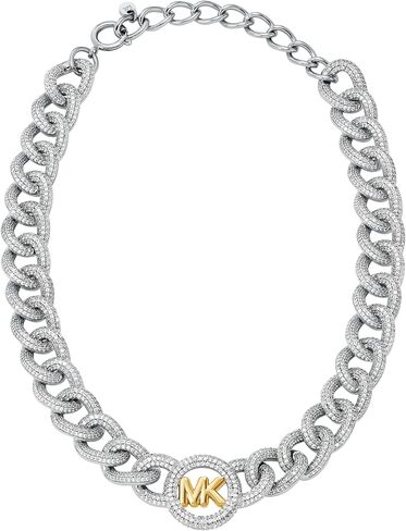 Michael Kors Women's Silver Pavé Logo Chain Necklace (Model: MKJ8574931) in Saudi Arabia