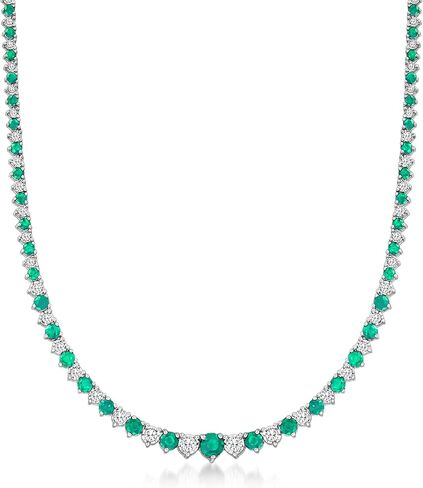 Ross-Simons Gemstone and 1.50 ct. t.w. Diamond Tennis Necklace in Sterling Silver in Kuwait