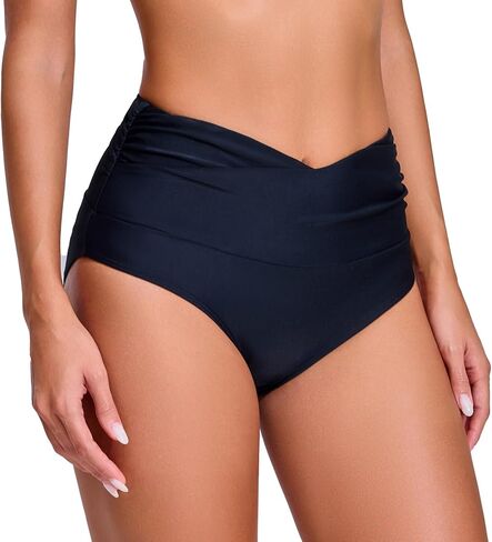 COCOPEAR V-Cross High Waisted Bikini Bottoms Tummy Control Full Coverage Bikini Bottoms for Women in Saudi Arabia