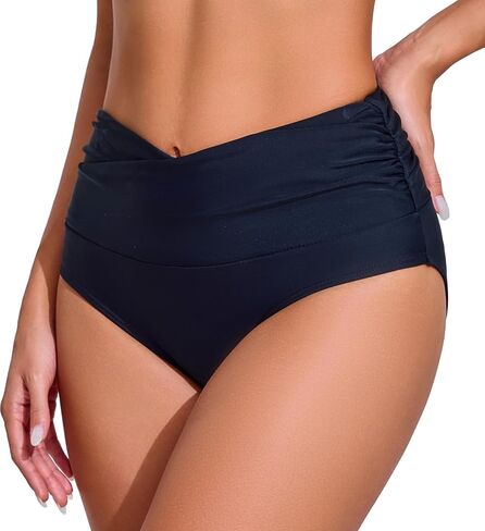 COCOPEAR V-Cross High Waisted Bikini Bottoms Tummy Control Full Coverage Bikini Bottoms for Women in Saudi Arabia
