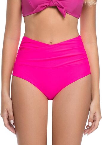 COCOPEAR V-Cross High Waisted Bikini Bottoms Tummy Control Full Coverage Bikini Bottoms for Women in Saudi Arabia