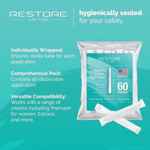 خالية من مادة BPA - مصنوعة في الولايات المتحدة الأمريكية - أدوات تطبيق مهبلية للاستعمال مرة واحدة - أداة توزيع ملولبة ذات طرف مريح محكمة الغلق من أجل النظافة. يناسب Estrace، Preseed، Premarin، ومعظم الكريمات والمواد الهلامية ومواد التشحيم التي لا تحتاج إل in Kuwait