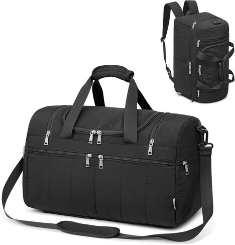 G4Free 45L Travel Duffle Bag for Women Men 3 in 1 Duffel Bags with Shoes Compartment Gym Backpack for Weekender Overnight, Camel in Saudi Arabia