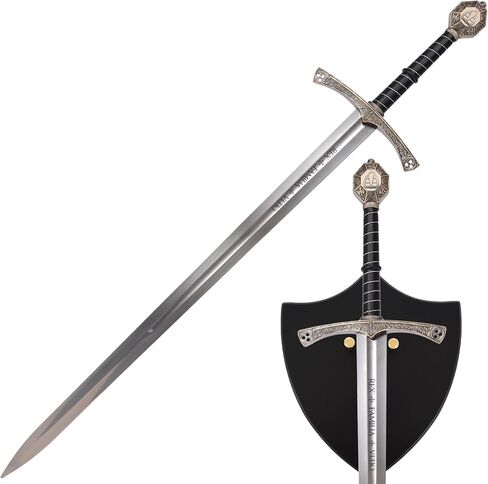 Kobyla's Sword, 45 Inch Decorative Medieval Sword for Collection, Stainless Steel with Wall Mount Display Board in Saudi Arabia