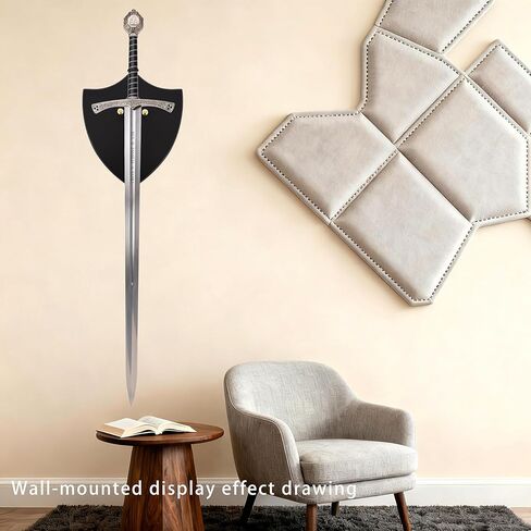 Kobyla's Sword, 45 Inch Decorative Medieval Sword for Collection, Stainless Steel with Wall Mount Display Board in Saudi Arabia