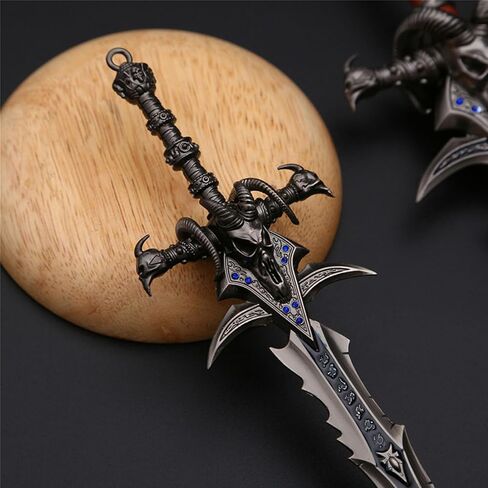 نموذج سلسلة مفاتيح Frostmourne Lich King Sword صغير مقاس 12 بوصة، نموذج معدني لكوسبلاي، أسود in Saudi Arabia