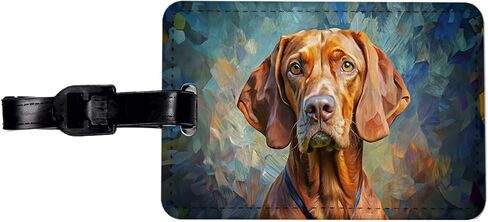 علامة الأمتعة Vizsla Dog Expressionism Art Travel المصنوعة من الجلد الصناعي in Saudi Arabia