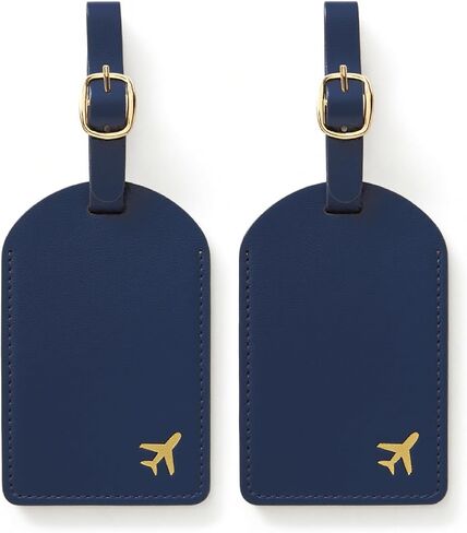 Luggage Tags for Suitcases,2 Pack PU Leather Privacy Protection Bag Tags Travel Accessories Essentials,Dark Brown in Saudi Arabia