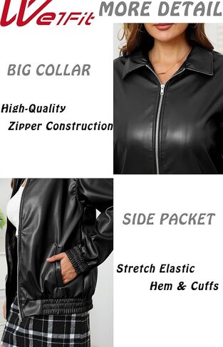 We1Fit Womens Oversized Faux Leather Jacket 2025 Fashion Outfits Motorcycle Zip Up Bomber Biker Coats Winter Fall Clothes in Saudi Arabia