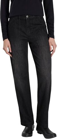 بنطال Martha Stewart النسائي ذو الساق المستقيمة من قماش الدنيم المطاطي، ملابس عمل كاجوال، بنطال ناعم in Saudi Arabia
