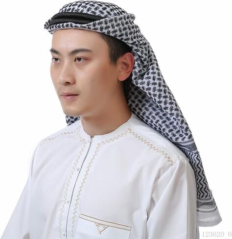 Men Arab Shemagh Headscarf Arabic Kafiya Keffiyeh Middle Eastern Turban Muslim Hijab Headband with Aqel Rope in Saudi Arabia
