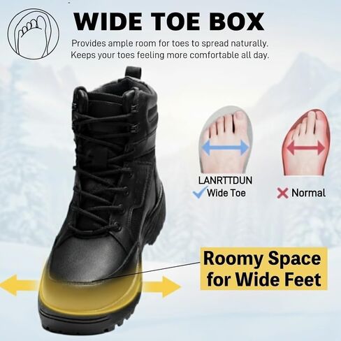 Men's Genuine Shearling Lined Winter Snow Boots Waterproof Leather Lightweight Design Anti-Slip Black Warm Boots for Cold Weather in Saudi Arabia