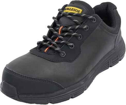 Steel Composite Toe Shoes for Men Non Slip Black Safety Shoes Puncture Protection and Electrical Resistance Leather Construction Boots Extra Wide for Warehouse,Port,House Renovation in Saudi Arabia