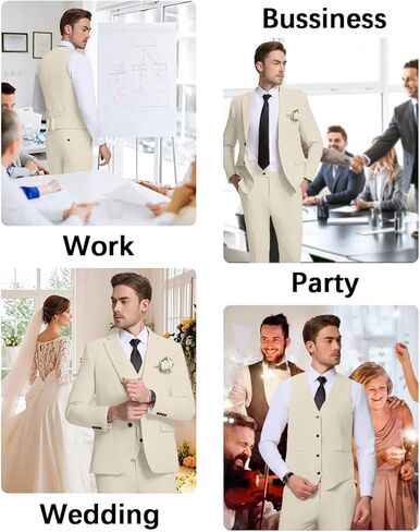 Men's 3 Piece Linen Suits Casual Lightweight Blazer Jackets Vest Pants Set for Wedding Business Prom Suit in Saudi Arabia