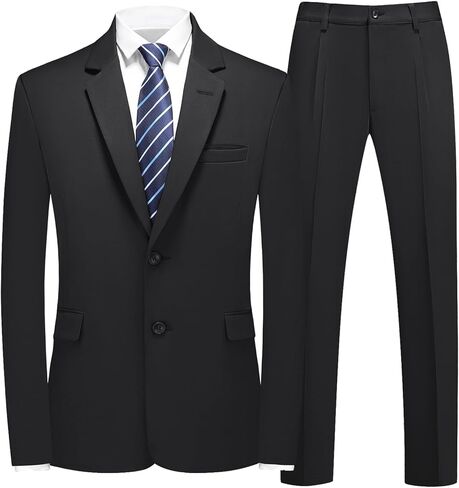 Men's 2 Piece Suit Slim Fit Two Button Solid Color Blazer and Pants Tuxedo for Wedding Prom Party Formal Dinner in Saudi Arabia