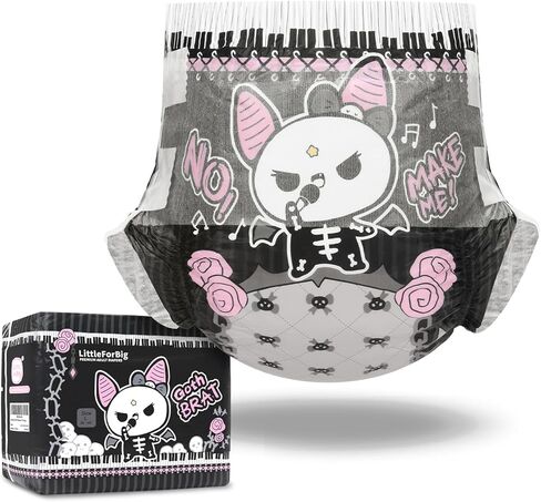 Littleforbig Ultra Absorbent 7000 mL Adult Printed Diaper 10 Pieces - Goth Brat (Medium 28"-38") in Kuwait