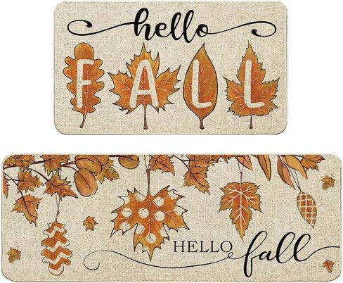 Baccessor Gnome Fall Kitchen Mats Set of 2, Gnome Pumpkins Truck Kitchen Rugs Autumn Sunflower Farmhouse Kitchen Floor Mats Non Slip Absorbent Thanksgiving Fall Decor 17x29 and 17x47 Inch in Saudi Arabia