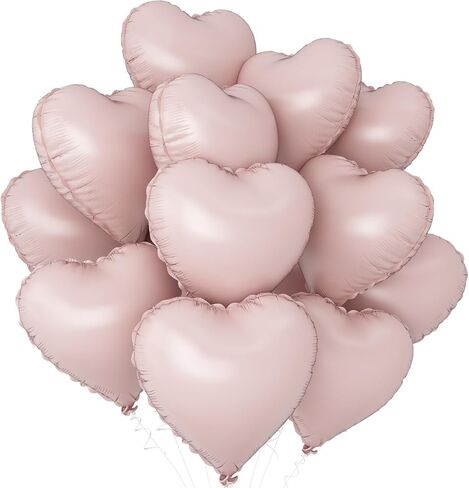 Pink White Heart Balloons,12Pcs Baby Pink Cream White Heart Shaped Foil Balloons,18Inch Light Pink Sand White Helium Mylar Balloon for Baby Shower Birthday Anniversary Wedding Party Decorations in Kuwait