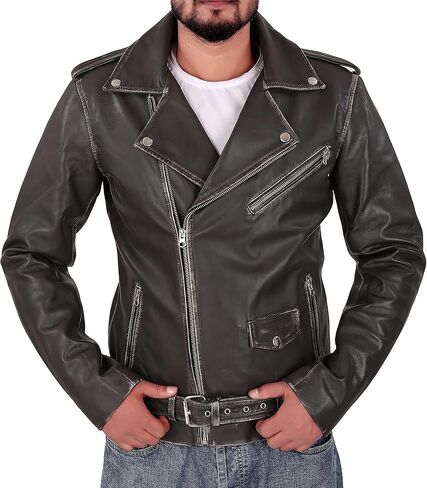Men Leather Jacket - Lambskin Winter Vintage Motorcycle Biker Jacket, Moto Riding & Racing Jacket in Saudi Arabia