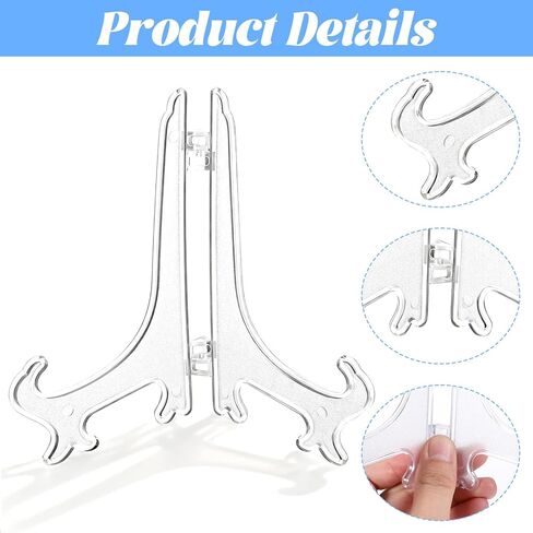 Plate Display Stands, Acrylic Display Stand, 6" Clear Folding Easel Stand, Acrylic Home Decoration Display-Holder for Card, Frame, Picture, Magazine, Book, CD in Saudi Arabia