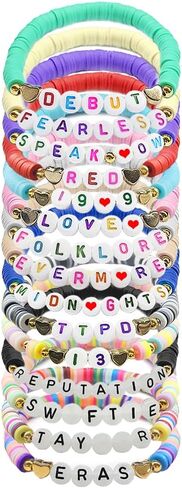 15 Pcs Singer Friendship Bracelets for Girls, Album Inspired Letter Glow Bracelet Clay Bead Friendship Bracelets Bulk for Women Beads Jewelry Bracelet Stack for Birthday Fans Gifts Music Lovers in Saudi Arabia