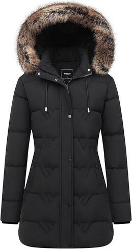 Women's Winter Coat Waterproof Long Insulated Parka with Detachable Hood in Saudi Arabia