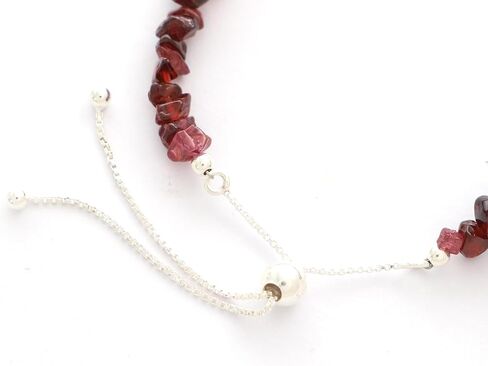 Natural Rough Red Garnet Bolo Bracelet for Women in Sterling Silver, January Birthstone Jewelry Gifts for Her Birthday, Anniversary, Graduation, Christmas (Beads, Box-Chain) in Saudi Arabia