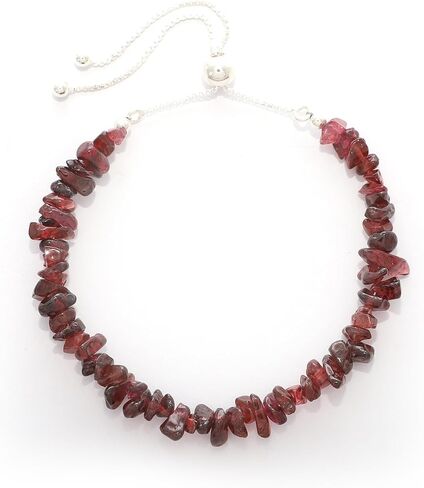 Natural Rough Red Garnet Bolo Bracelet for Women in Sterling Silver, January Birthstone Jewelry Gifts for Her Birthday, Anniversary, Graduation, Christmas (Beads, Box-Chain) in Saudi Arabia