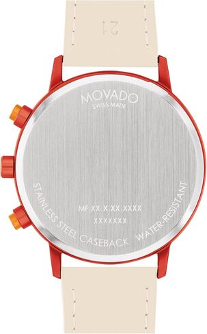 Movado Face Men's Luxury Chronograph Watch - Swiss Quartz Movement, Leather Strap - Water Resistance 30 Meters (3ATM) - Stylish Timepiece - Gift for Him - 43mm in Saudi Arabia