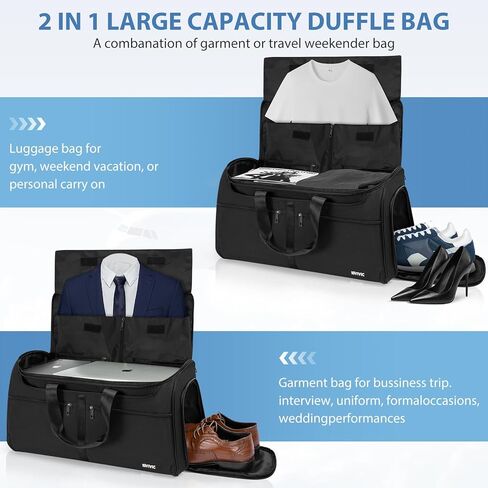 Duffle Garment Bag For Travel Convertible Garment Bag With Shoe Compartment, 2 in 1 Detechable Shoulder Strap Carry On Duffel Bag For Men Women in Saudi Arabia