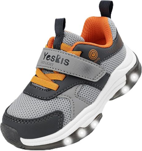 YESKIS Toddler Tennis Shoes Boys Girls Light Up Sneakers LED On-Off Flashing Lightweight Mesh Breathable Running Shoe for Toddler and Little Kids in Kuwait