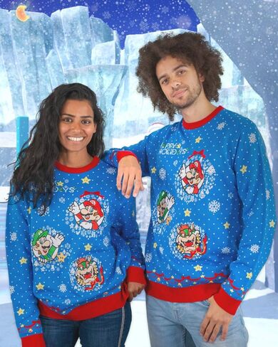 Numskull Unisex Official Nintendo Super Mario Knitted Christmas Jumper for Men or Women - Ugly Novelty Sweater Gift in Saudi Arabia