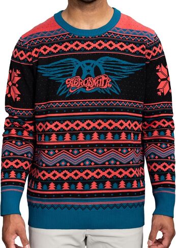 UglyChristmasSweater Aerosmith Logo Classic Music Rock Band احتفالي محبوك من Life Clothing متعدد الألوان in Saudi Arabia