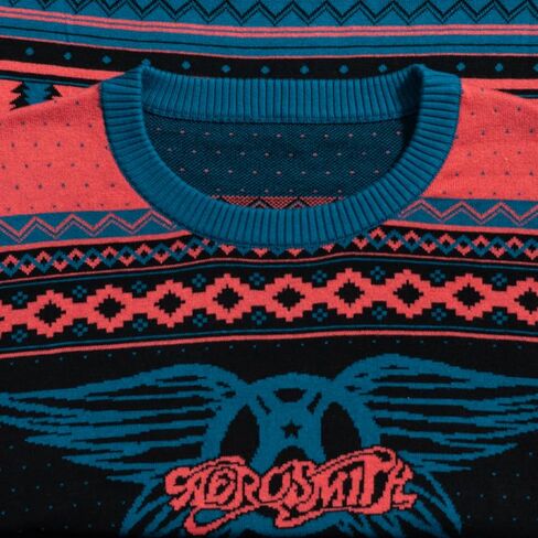 UglyChristmasSweater Aerosmith Logo Classic Music Rock Band احتفالي محبوك من Life Clothing متعدد الألوان in Saudi Arabia